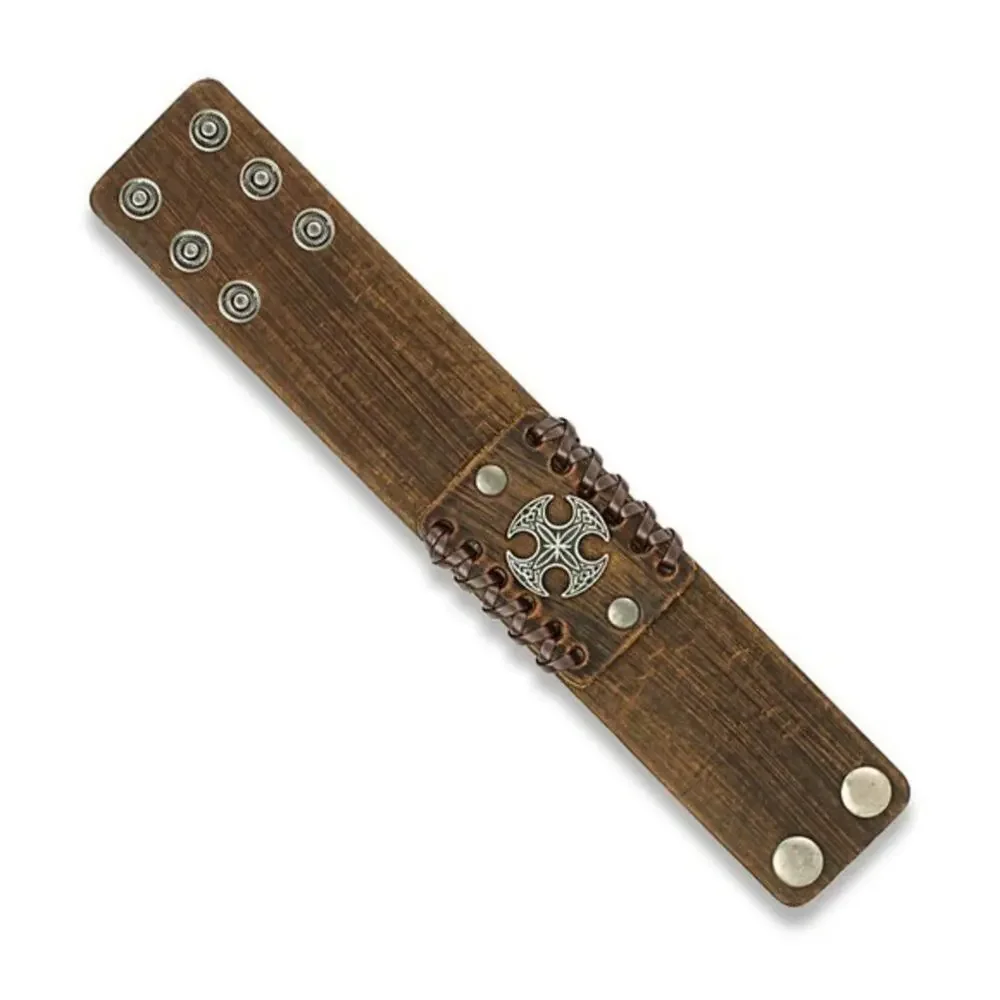 NWOT Round Celtic Cross Center‎ Adjustable Leather Bracelet
